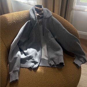 Burberry Gray Hoodie with Signature Check Hood Lining